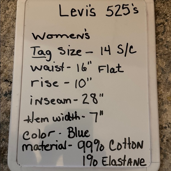 Levis 525 Perfect Waist Straight Jeans Womens 14 Short Stretch Blue - Picture 8 of 8